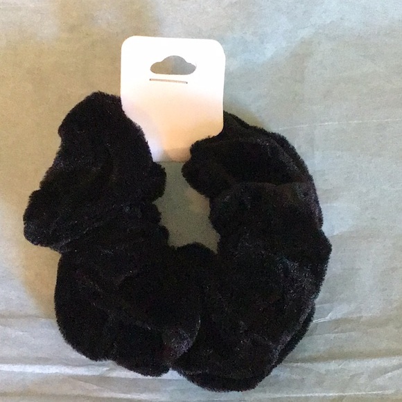 None Accessories - Black Velvet Hair Scrunchies 2 Pack New